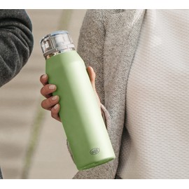 alfi Endless ISO Bottle 500 ml, Celadon Green, Insulated Drinking Bottle Made of Stainless Steel, Completely Leak-proof with Screw Cap, Keeps Hot for 12 Hours, Cold for 24 Hours, for Carbonated