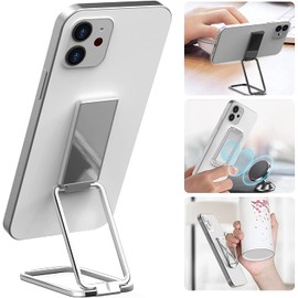 ISKIP Phone Ring Holder, Adjustable Cell Phone Finger Kickstand Metal Foldable Grip Cellphone Stand, Compatible with Smartphones Tablets (Silver)