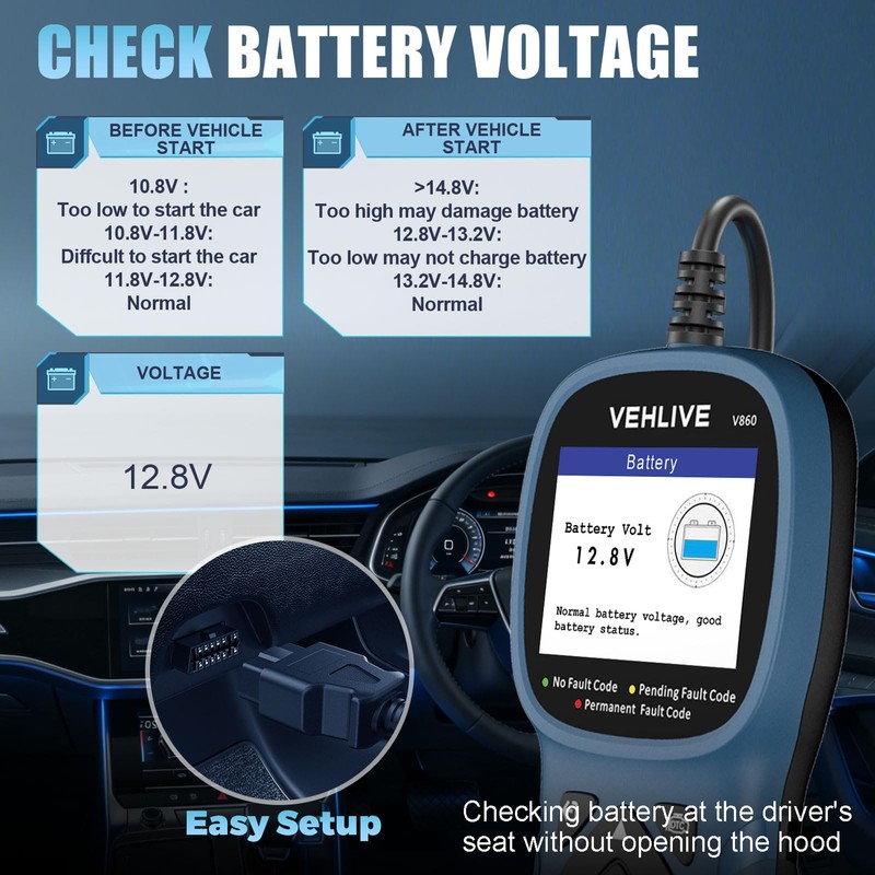 VEHLIVE V860 Scanner for Car and Trucks,OBD2 Diagnostic Tools and