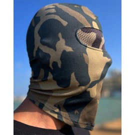 Sturmhaube in Olive Camouflage mit Netz vor Augen für Absolute Anonymität I Ultras Hooligans