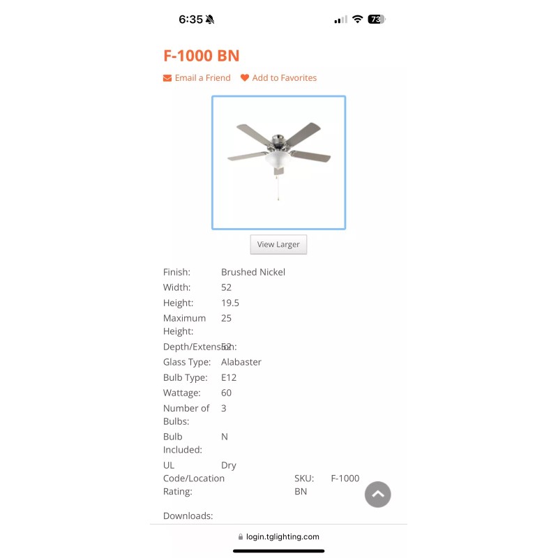 Trans Globe Lighting F-1005 BN 52" 5 Blade Indoor Ceiling