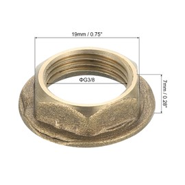 sourcing map G3/8 Pipe Fitting Hex Flange Lock Nut Locknut Female Threaded Fastening Thin Nut for Plumbing, Brass 2Pcs