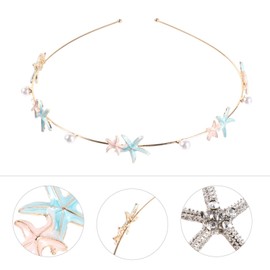 Minkissy Mermaid Starfish Star Headband 2 Pieces Rhinestone Pearl Starfish Star Hair Bands Beach Wedding Bridal Starfish Headbands Crown Hair Accessories for Women Girls