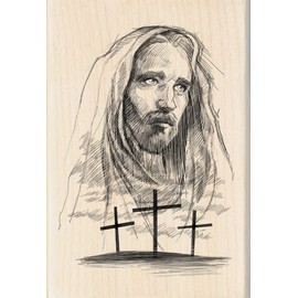 Inkadinkado Jesus Cross Wood Religious Mounted Rubber Stamp for Card Making and Scrapbooking, 1pc, 4.02''L x 2.77''W