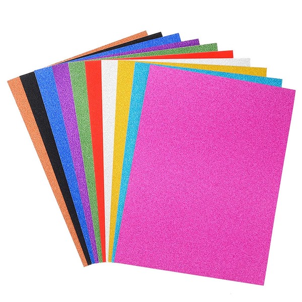 Glitzerpapier zum basteln 20 Blatt, Eva Moosgummi Glitzer A4, Bastelpapier