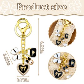 Lervuh First Communion Gift for Girls Purse Stuffers for Women Black Purse Charms for Handbags Bow Bag Charm Bow Keychain Heart Keychain Christmas Stocking Charms