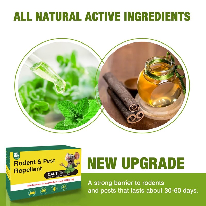 30PCS Rodent Deterrent Pouches, Plant-Based Ingredients, Ideal for Home Use