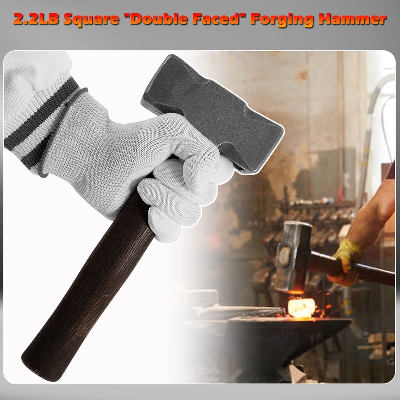 2.2LB Forging Square Hammer with Double Faces Perfect for Farrier