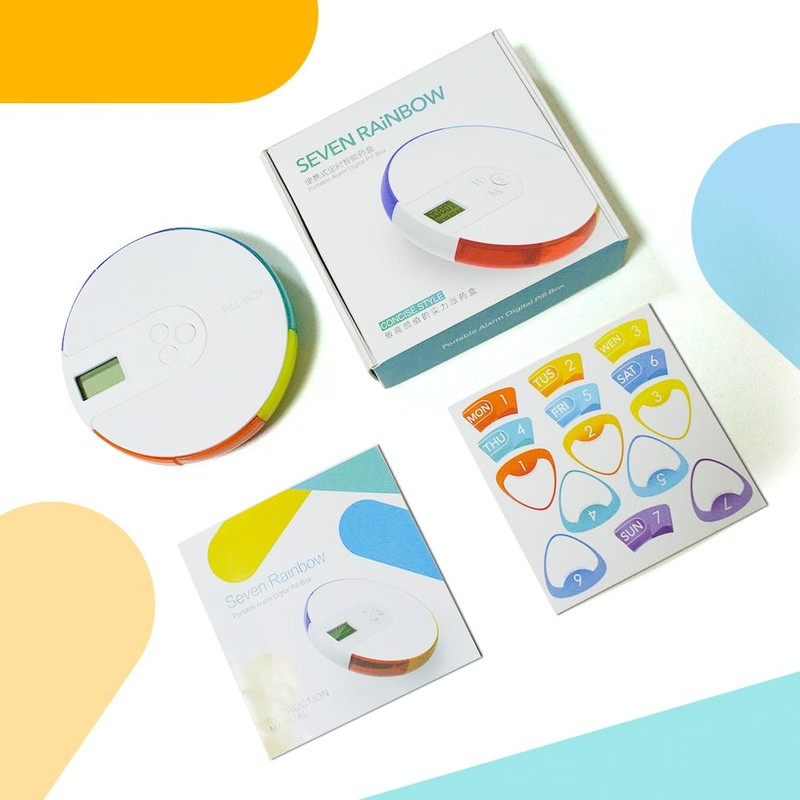 Smart Pill Box,7 Day Pill Organizer,4 Alarm Clocks,AM/PM Automatic Alarm