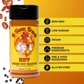 K-Town Krack Hot Chicken Dust Seasoning - Spicy BBQ Rub for Wings, Beef, Pork, and Fish - Hot Chicken Flavor, Wing Rub, Grilling Spice Blend, 10oz
