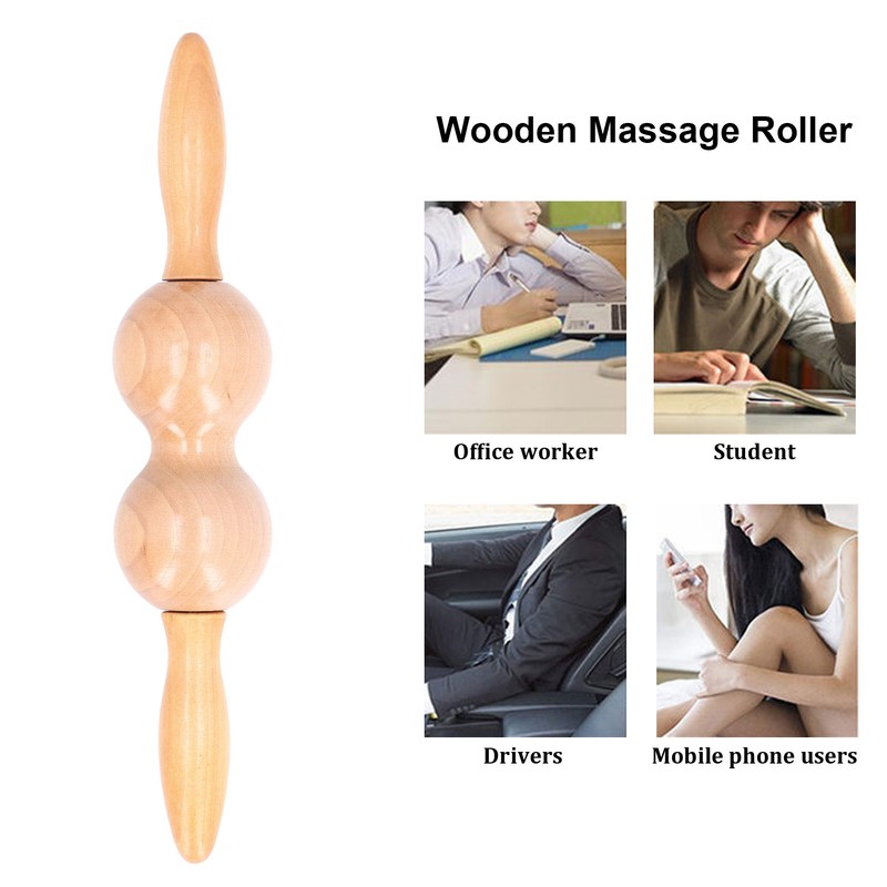 Wooden Meridian Massager Roll Stick Back Waist Neck Shoulder Spine