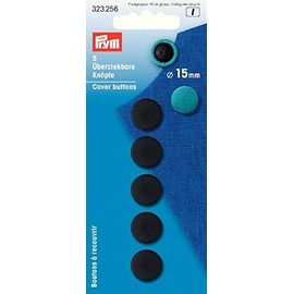 Prym Black Plastic 15mm Cover Buttons (5pc), 14 x 6 x 1 cm