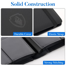 Premium 9 Pocket Card Binder for 540 Cards, Fabmaker PU Cover Trading Card Binder, Sturdy Card Collection Album, Sleek Card Holder Folders for YuGiOh, MTG, TCG, Game Cards & Sports Cards, Navy Blue