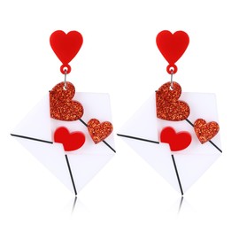 Valentine's Day Heart Envelope Earrings – Romantic Red Heart Dangle Earrings for Women Holiday Jewelry Gifts (Envelope)