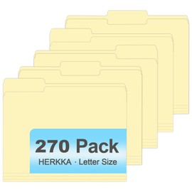 Manila Folders, HERKKA 270 Pack 1/3 Cut Tab File Folders, Manila Folders 8.5 x 11 Designed for Office and Classroom Use, Letter Size