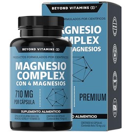 Beyond Vitamins | Magnesio Complex | CON 4 MAGNESIOS: Citrato, Glicinato, Gluconato y Óxido de Magnesio| 710 mg Puro por Cápsula | Suplemento Alimenticio Sin Rellenos-60 cápsulas