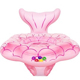 25.6" Extra-Wide Baby Pool Float for 6-36 Months, Anti-Flip Safety Mermaid Toddler Swimming Float, Inflatable Swim Trainer, Infant Swim Floats, Toddler Floaties, Kids Beach Toys Summer Essentials