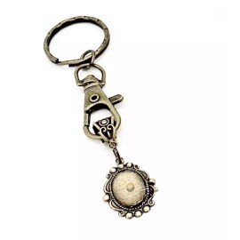 JKCE Designs Antique Bronze Oval Mustard Seed Keychain, Mustard Seed Gift, Mustard Seed Charm