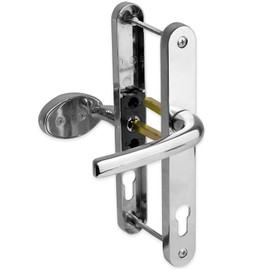 Avocet uPVC Door Handle 92mm 62mm Offset Lever Pad 215mm Fixings Sprung Pair Patio PVC Chrome