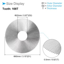 CoCud HSS Saw Blade, 3.2" Outer Dia 0.02" Thickness 108 Tooth, Circular Cutting Wheel Rotary Tools with 4/5" Arbor - (Applications: for Wood Cutting)