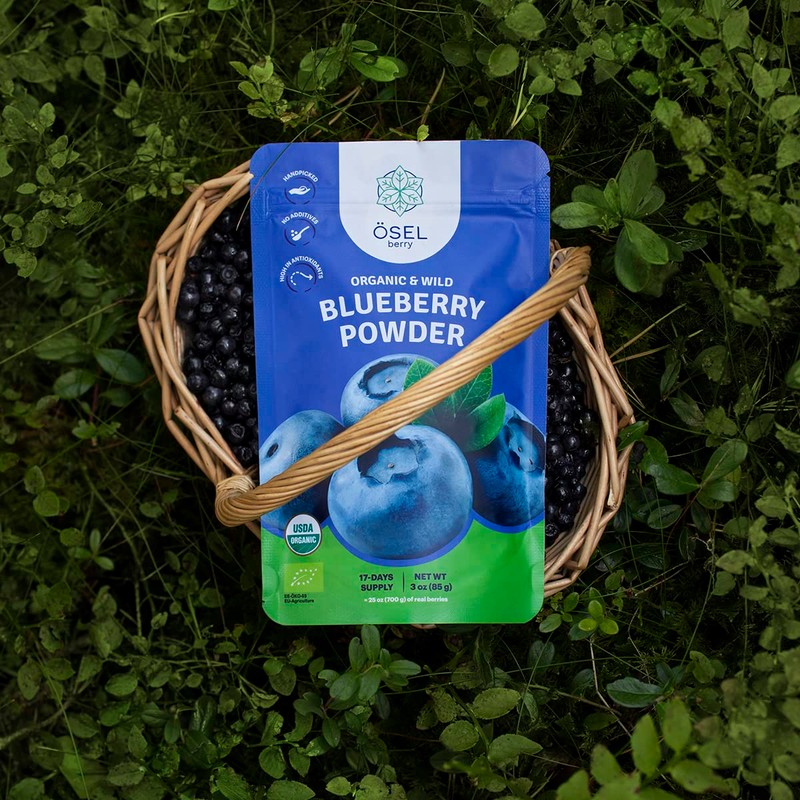ÖSEL BERRY Organic Wild Blueberry Powder 3oz USDA Certified -