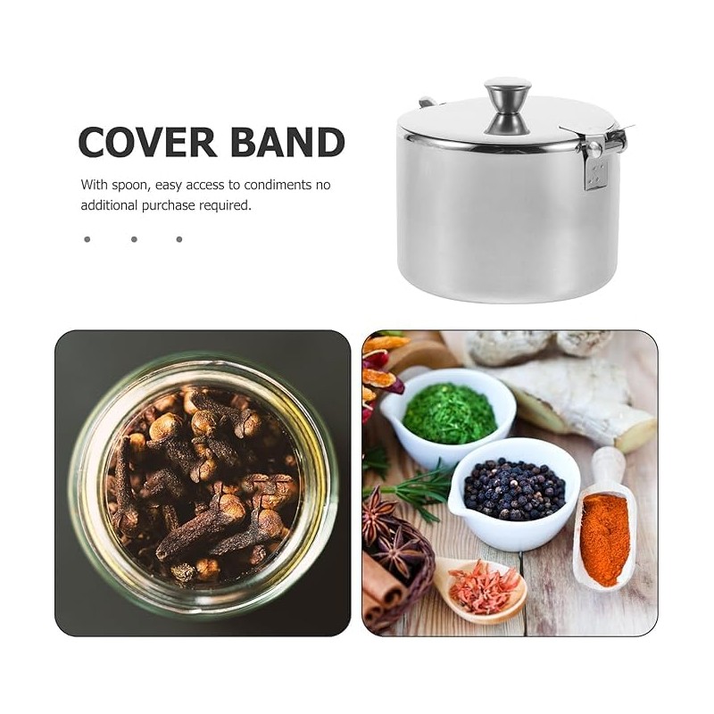 Yjemle Stainless Steel Sugar Bowl Spice Pot Sugar Canister with