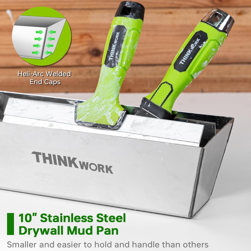 THINKWORK Drywall Tools - 8Pcs Stainless Steel Drywall Knife Set