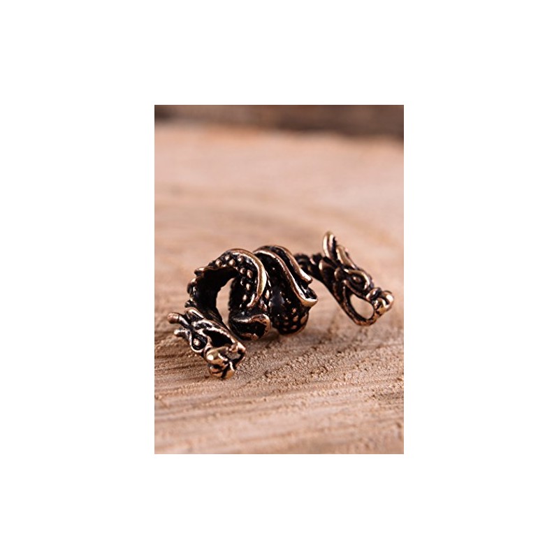 Battle-Merchant Beard Bead / Dreadlock Bead Bronze Two-Headed Dragon /