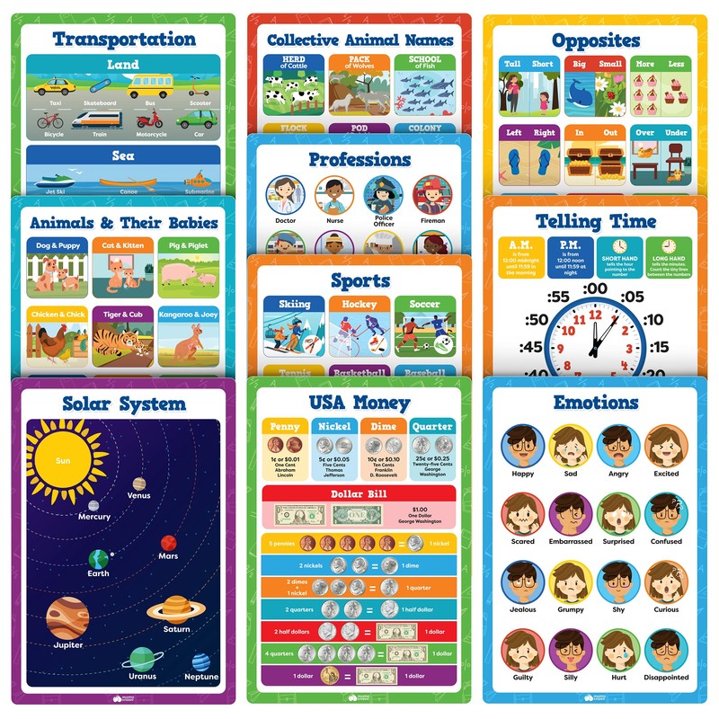 Classroom Educational Posters - 20pcs 16” x 11” - Teacher