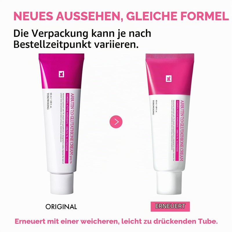 TOSOWOONG Arbutin 7% Glutathione Cream, Dark Spots, Even Complexion, Glow