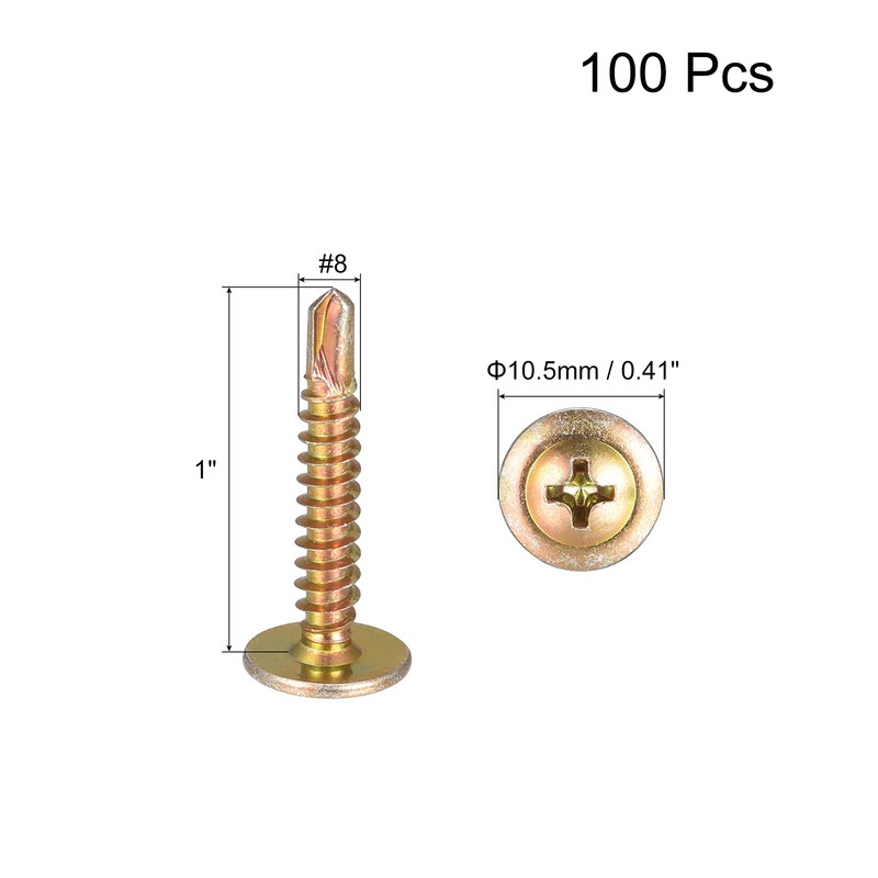 sourcing map Phillips Head Self Tapping Screws, #8 x 1"