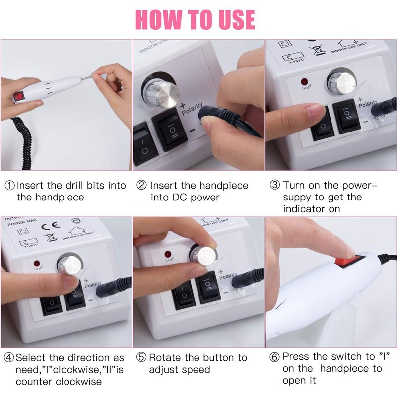 35000+20000 taladro de uñas, Blanco-20000 rpm.