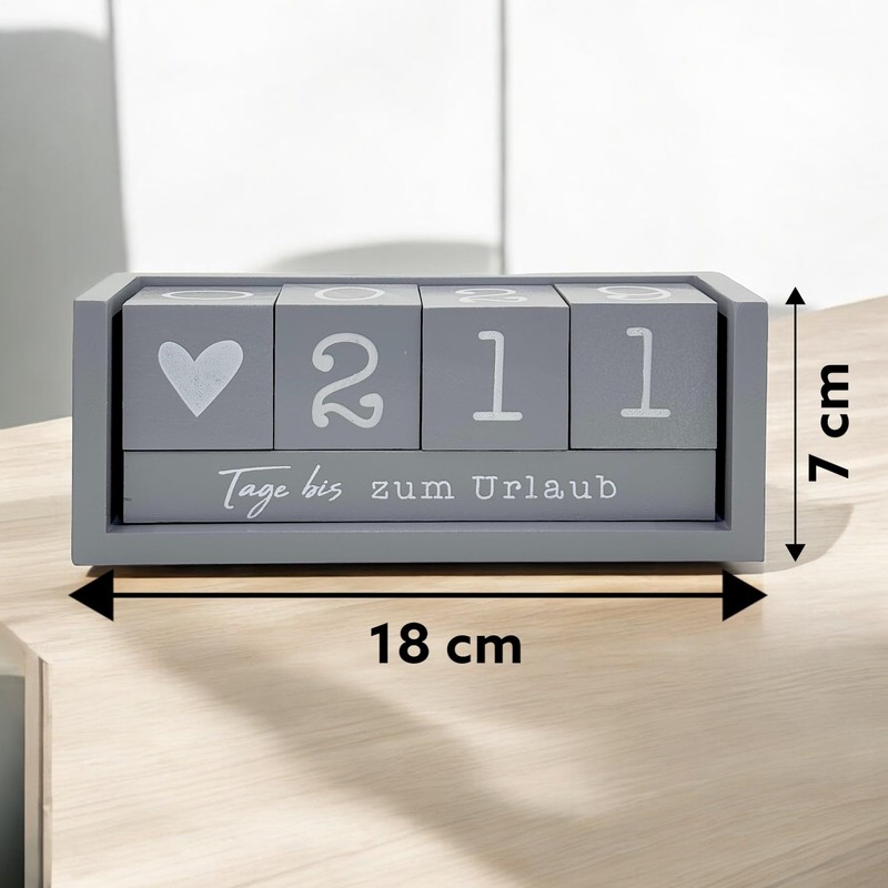 MIJOMA Yearly Countdown Calendar Wooden Cube - Permanent Yearly Table
