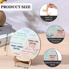 Kifmurase 2 Pcs Feelings Wheel with Stand, Double-Sided Wooden Emotion Wheel Office Desk Decor for Mental Therapy, Calming Psychology wooden Wheel Chart with Bracket for Counselor Counseling Therapist