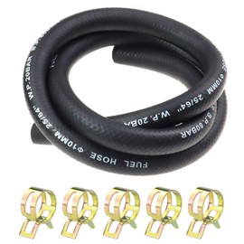 Laixin 25/64” Inch Fuel Gas Line 3.28 Feet with 5 Pcs Hose Clamps for Boat Marine Outboard Gas Diesel Petrol