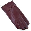RJM Ladies Lined Brown Burgundy Sheepskin Leather Gloves With Bow