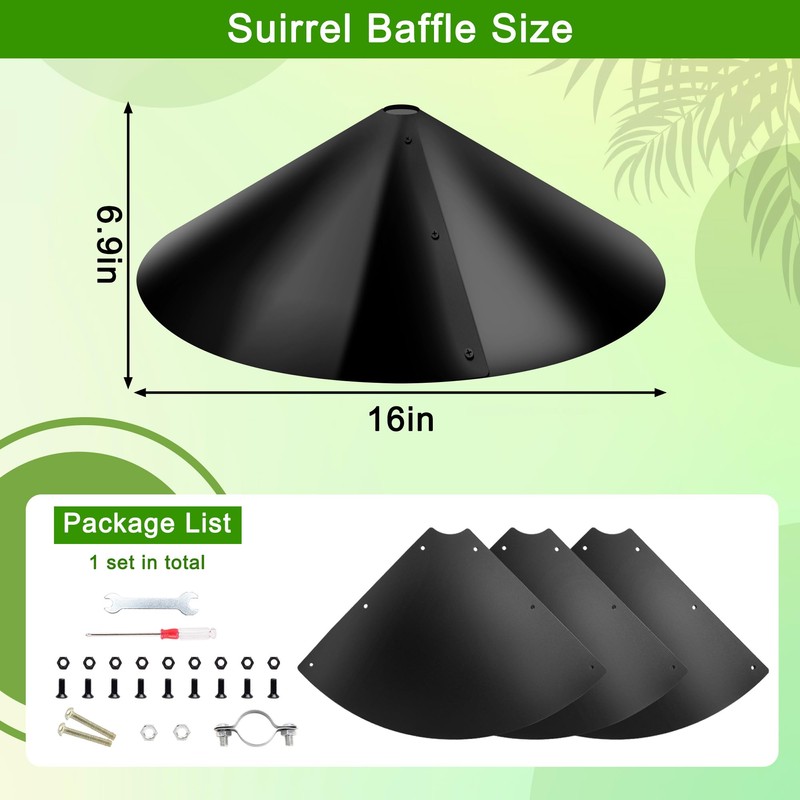 PP Squirrel Proof Baffle, Pole Mount Squirrel Guard Stopper for