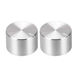 sourcing map 2 x Aluminium Volume Control Potentiometer Knurled Shaft Smooth Surface Rotary Knob 20 mm x 13 mm Silver