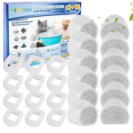 MyfatBOSS 12+12 Pack Cat Water Fountain Filter, Pre-Sponge Pet Fountain Filter & Replacement Carbon Filters Fit for Petsafe for Drinkwell Fountain Avalon Pagoda Seascape Pet Fountains