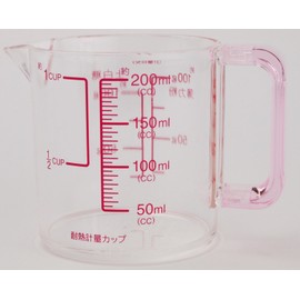 パール金属 キュートクリア 計量カップ 200ml ピンク C-2901