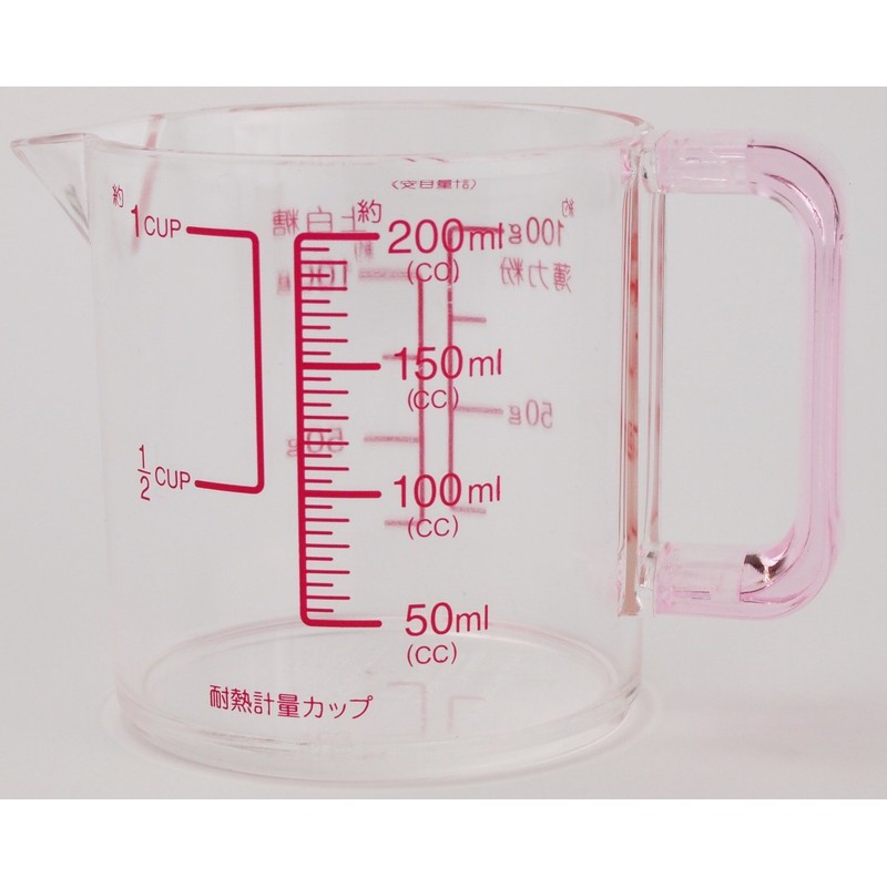 パール金属 キュートクリア 計量カップ 200ml ピンク C-2901