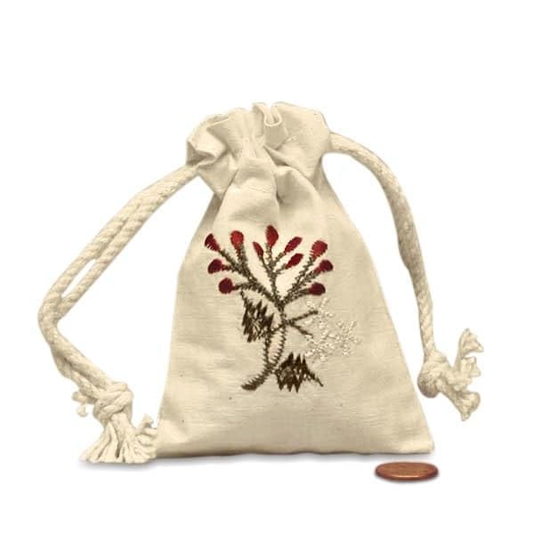 Purple Berry Mini Embroidered Muslin Pouch 3" X 5" |