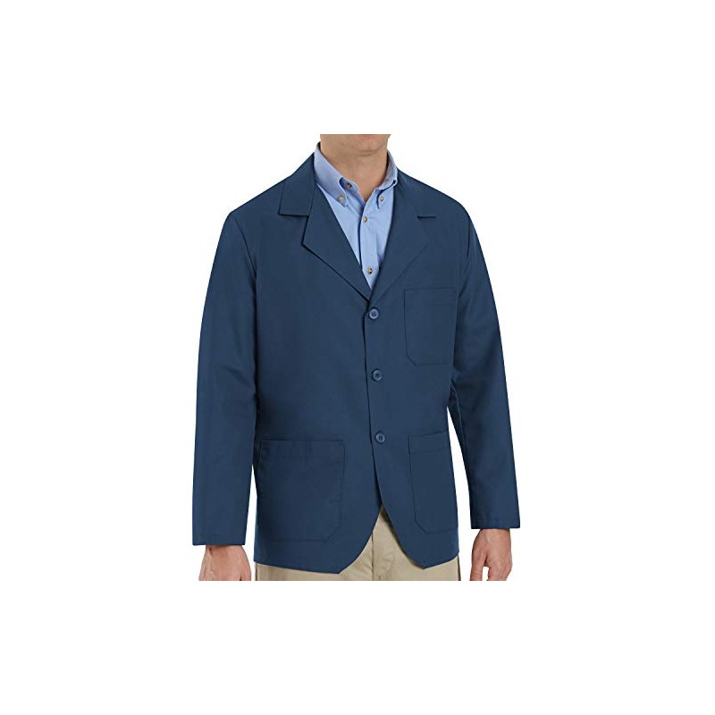 Red Kap Men's Lapel Counter Coat, Navy, Large