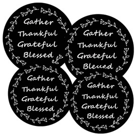 Ritadeshop Burner Covers for Electric Stove(Thankful Gather Grateful Blessed), Black