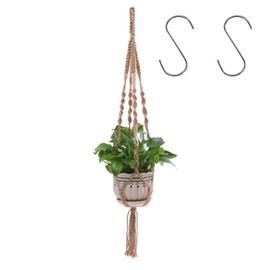 Makramee Pflanzenaufhänger, Hängende Pflanzenaufhänger im Boho-Stil, 100% Natürliche Jute-Makramee-Blumenampel für Wohnzimmer, Macrame Plant Hangers Schlafzimmer, Balkon 90 cm