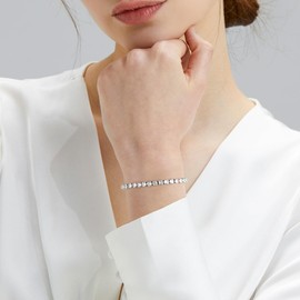 KRKC&CO Women’s Tennis Bracelets, Stainless Steel Iced Out Bracelet 5mm 7.5in, Anti-Tarnish Nickel-Free, 5A CZ Zircon Shiny Hand Jewelry Gift for Her Woman Mom