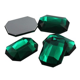 Allstarco KraftGenius 10X8mm Green Emerald A10 Flat Back Octagon Acrylic Gemstones Pro Grade - 70 Pieces