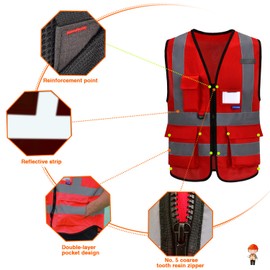 A-SAFETY First aid Red High Visibility Reflective Safety Vest for women
