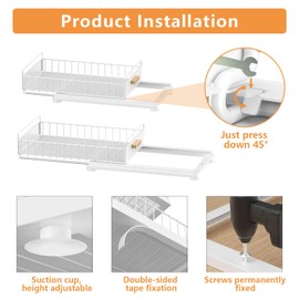 HOMEAILIE Under Sink Organizer, 2 Packs Under Sink Organizers and Storage, Slide Out Pull Out Cabinet Organizer Shelf with Metal Drawers for Kitchen Bathroom Pantry, White
