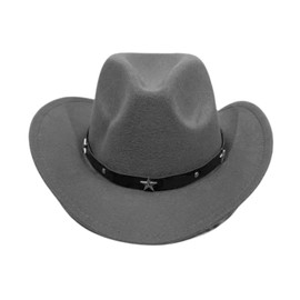 Edhomenn Womens and Mens Fashion Western Cowboy Hat Vintage Wide Brim Jazz Hat Wedding Carnival Rave Party Travel Costume Accessories (02 Gray, One Size)